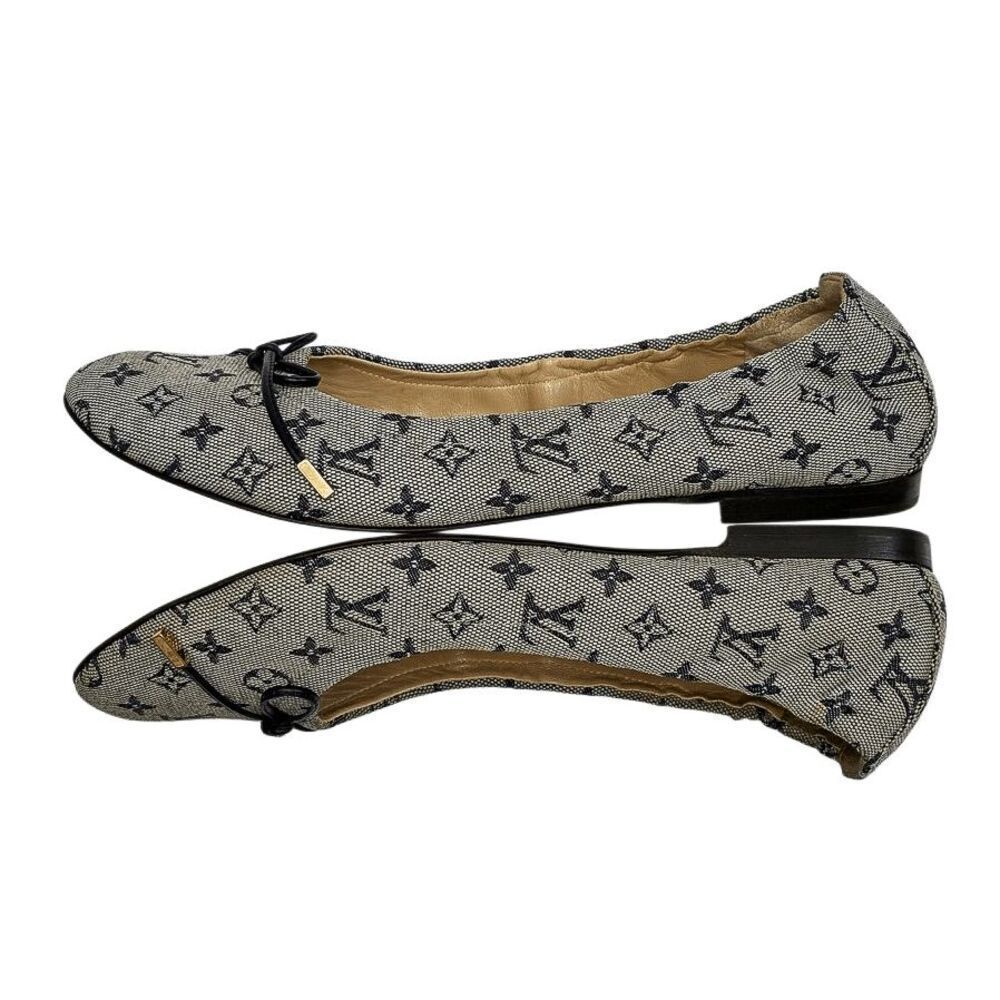 Louis Vuitton Mini Lin Debbie Ballet Bow Flats Navy Canvas EU 36.5 Monogram - Picture 5 of 10